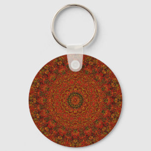 Vulkanroter Abstrakt Mandala Schlüsselanhänger