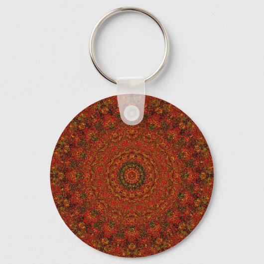 Vulkanroter Abstrakt Mandala Schlüsselanhänger (Vorderseite)