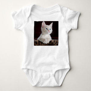 Vulnerable White Kitten Baby Strampler