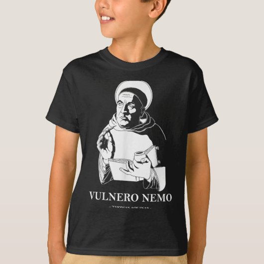 Vulnero Nemo katholischer Saint Thomas Aquinas Quo T-Shirt (Vorderseite)