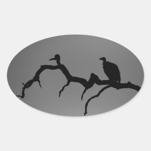 Vulture Silhouette Ovaler Aufkleber