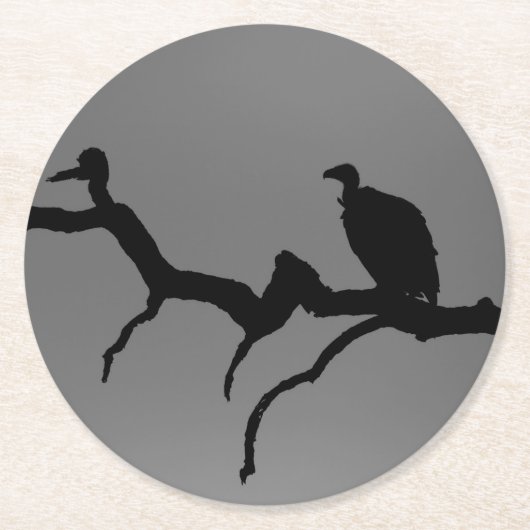 Vulture Silhouette Runder Pappuntersetzer (Vorderseite)
