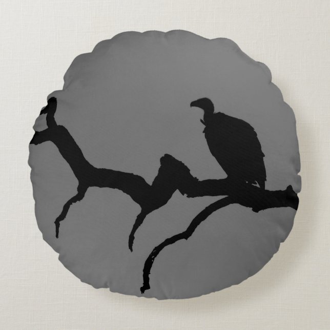 Vulture Silhouette Rundes Kissen (Vorderseite)
