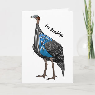 Vulturine guineafowl bird cartoon illustration  karte