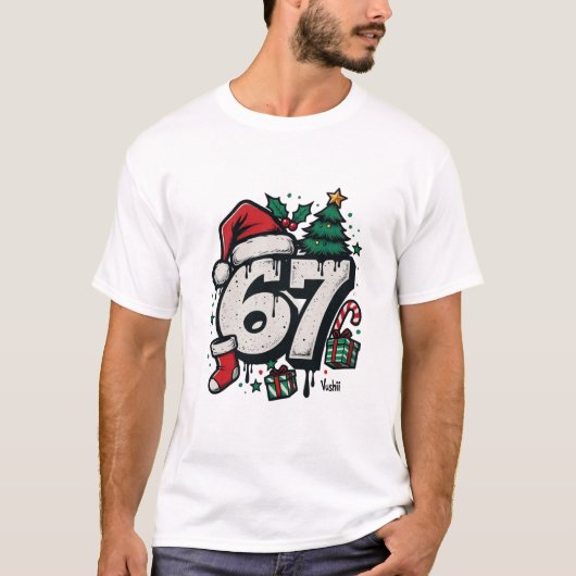 Vushii Deck the Halls: Six Seven Christmas T-Shirt (Vorderseite)