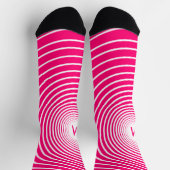 Vustom Letter White Striping Pink Socken Your Colo (Oben)