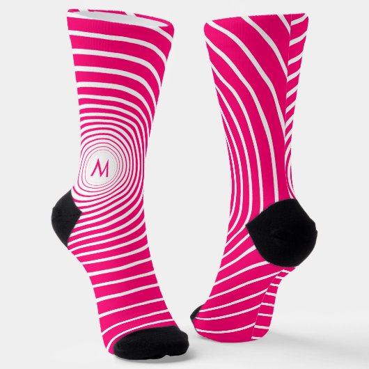 Vustom Letter White Striping Pink Socken Your Colo (Gewinkelt)