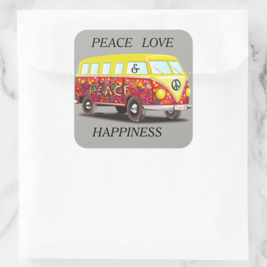 VWBus Quadratischer Aufkleber (Tasche)