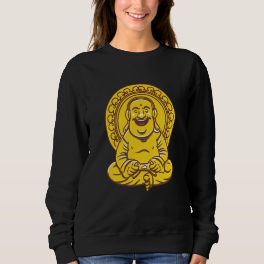 VXL Buddha Monk Namaste Praying Pray Laugh Buddhis Sweatshirt (Vorderseite)