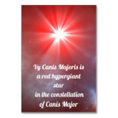 VY Canis Majoris Tischnummer (Rückseite)