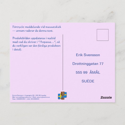 Vykort — Asher Postkarte (Rückseite)