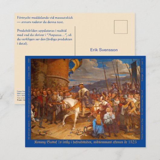 Vykort — Gustav Vasa Postkarte (Vorne/Hinten)