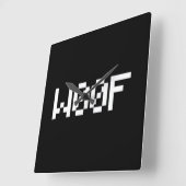 W00F [Leetspeak Animal Sounds] Quadratische Wanduhr (Winkel)