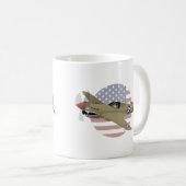 W2 P-40 Warhawk-Flugzeug Kaffeetasse (VorderseiteRechts)