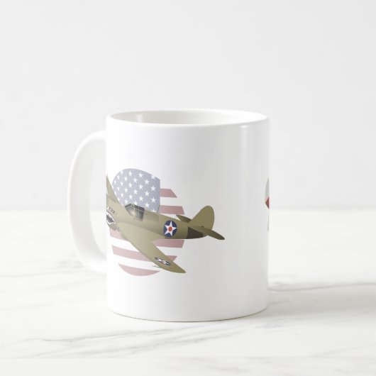 W2 P-40 Warhawk-Flugzeug Kaffeetasse (Vorderseite Links)