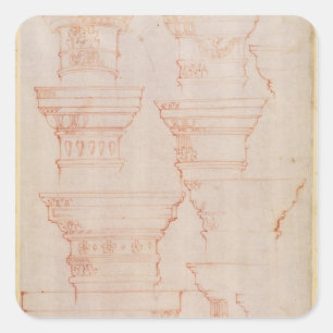 W.18v Studie der Spaltenkapitalien Quadratischer Aufkleber