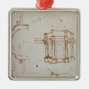 W.24r Architekturskizze Silbernes Ornament