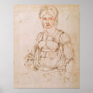 W.41 Zeichnung einer sitzenden Frau Poster