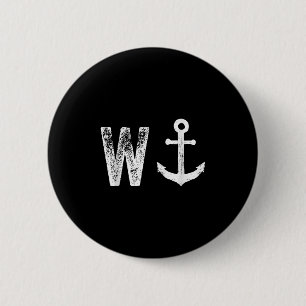 W Anchor Funny Wanker Jerk British Slang Button