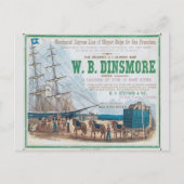 W B Dinsmore Clipper Segelschiff Postkarte (Vorderseite)