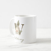 W Boho Floral Orchid Greenery Individuelle Name Kaffeetasse (Vorderseite Links)