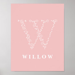 W Botanische florale Monogram Custom Kinderzimmer  Poster