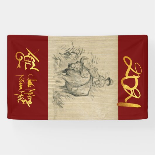 W Buffalo Kid Chinesisch Ox Jahr 2021 Vertikal B Banner (Horizontal)