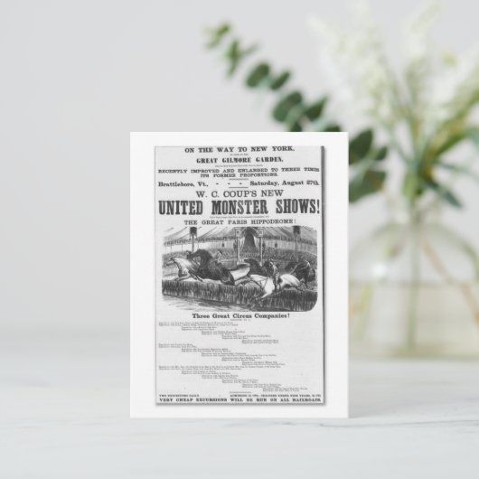 W. C. Coups neues United Monster zeigt Werbung Postkarte (Stehend Vorderseite)