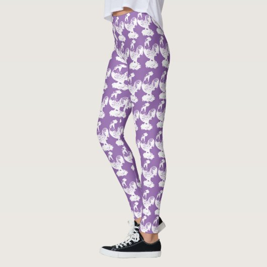 W Chinese Lucky Rooster Year Zodiac Birthday MS Leggings (Links)