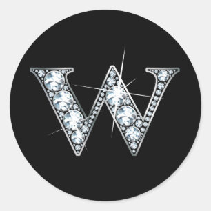"W" Diamant Bling Sticker