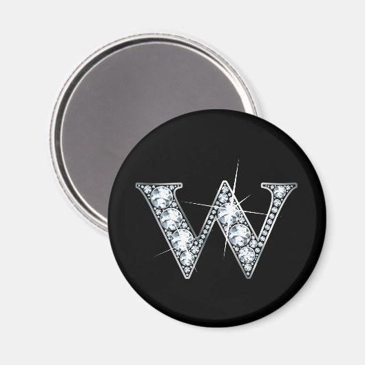 "W" Diamond Bling Magnet (Vorderseite/Rückseite)