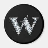 "W" Diamond Bling Magnet (Vorne)