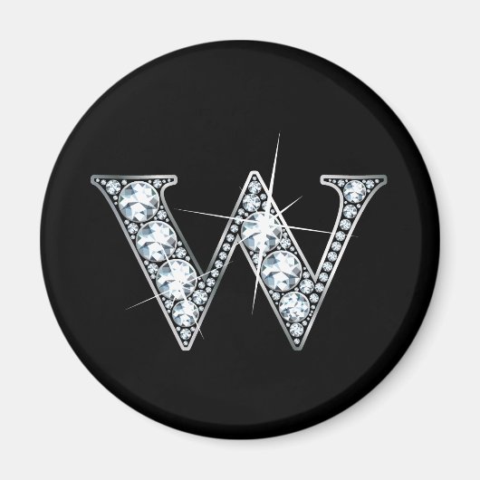 "W" Diamond Bling Magnet (Vorne)