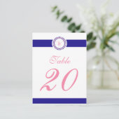 W Dot Circle Monogramm Tischnummer (rosa / blau) (Stehend Vorderseite)