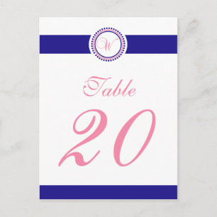 W Dot Circle Monogramm Tischnummer (rosa / blau)