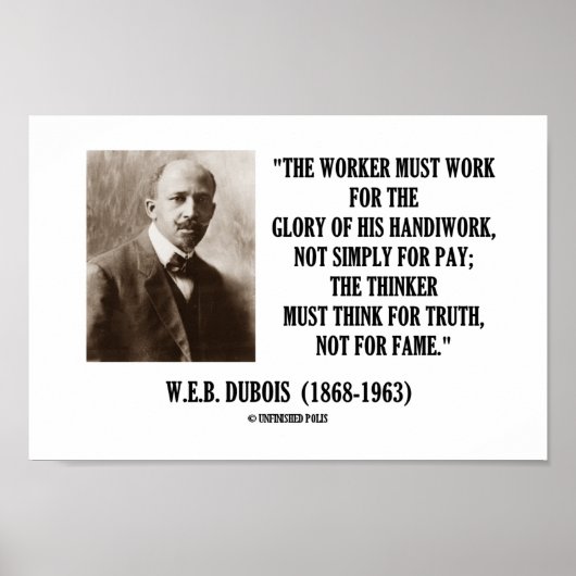 W.E.B. Dubois Worker Must Work Thinker Truth Quote Poster (Vorne)