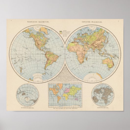 W. E. Halbkugel Weltkarte Poster (Vorne)