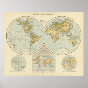 W, E Hemisphären Poster