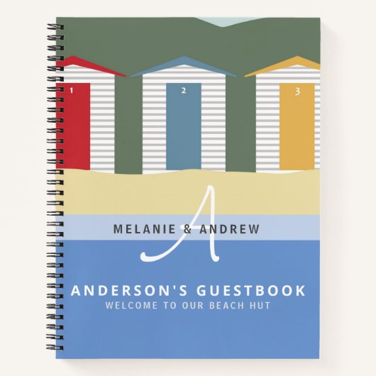 W-ELCOME BEACH HUT Gästebuch Monogram Spaß Notizblock (Vorderseite)