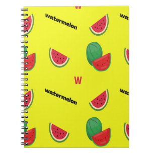 W für Wassermelone gelb Notizblock
