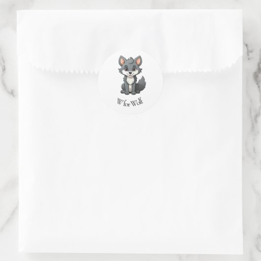 W für Wolf Runder Aufkleber (Tasche)