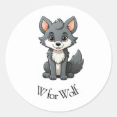 W für Wolf Runder Aufkleber (Vorderseite)