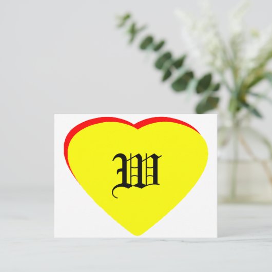 "W" Gelbe rote Hochzeit Einladung zum MUSEUM (Stehend Vorderseite)