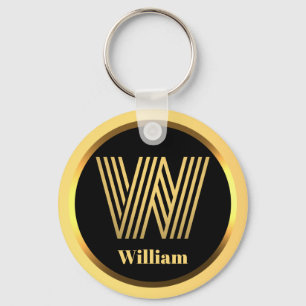 W Gold Mit Monogramm Letter Personalisiert Schlüss Schlüsselanhänger