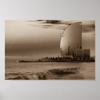 W Hotel in Barcelona, am Strand von Barceloneta. Poster