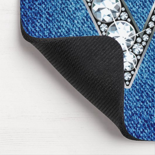 W Imitate -"Diamant Bling" auf Denim Mousepad (Ecke)