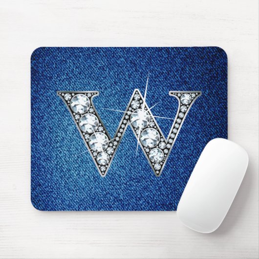 W Imitate -"Diamant Bling" auf Denim Mousepad (Mit Mouse)
