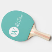 W Initial (bearbeitbar) Circle Monogram Aquamarin Tischtennis Schläger (Seitenansicht)