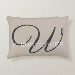 W Initial Calligraphy Name Taupe Tan Neutral Chic Dekokissen