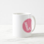 W Initial floral Monogramm Kaffeetasse (VorderseiteRechts)